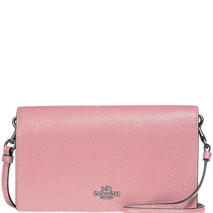 Coach Pink Polished Pebble Leather Hayden Foldover Clutch Bag Coach | TLC