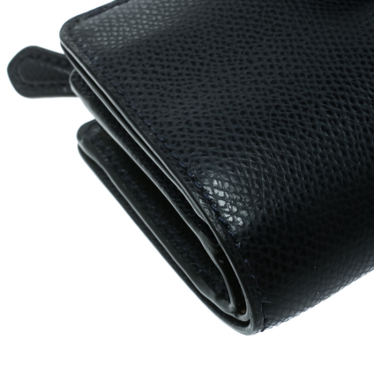 Pre Owned Coach Blue Leather Compact Wallet