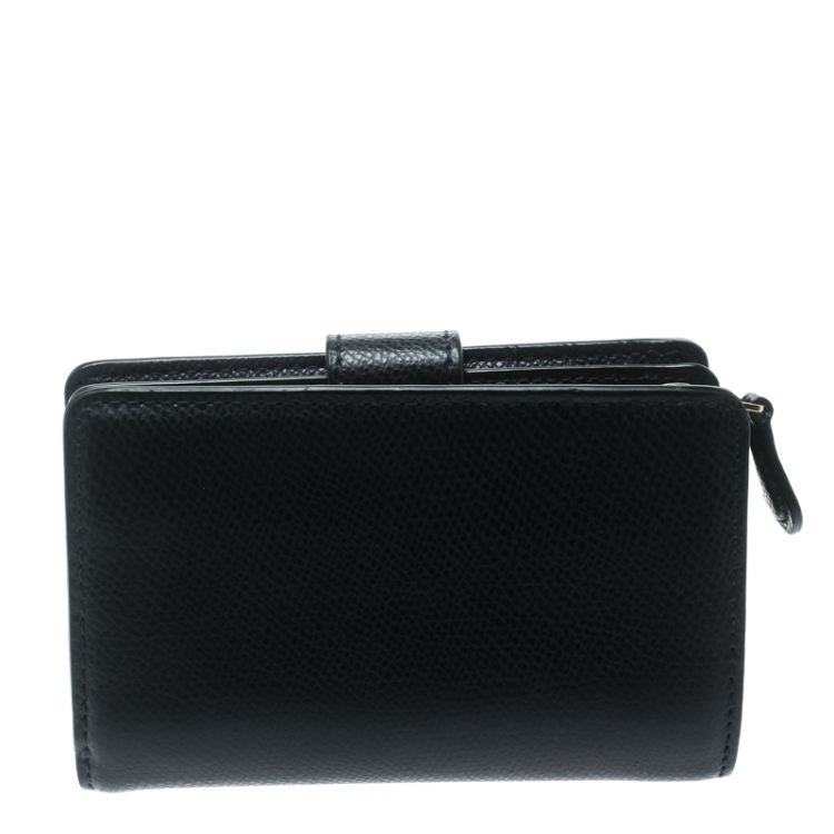 Pre Owned Coach Blue Leather Compact Wallet