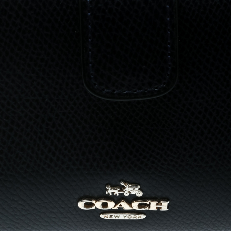 Pre Owned Coach Blue Leather Compact Wallet