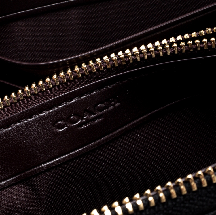 Pre Owned Coach Black Leather L Zip Wallet