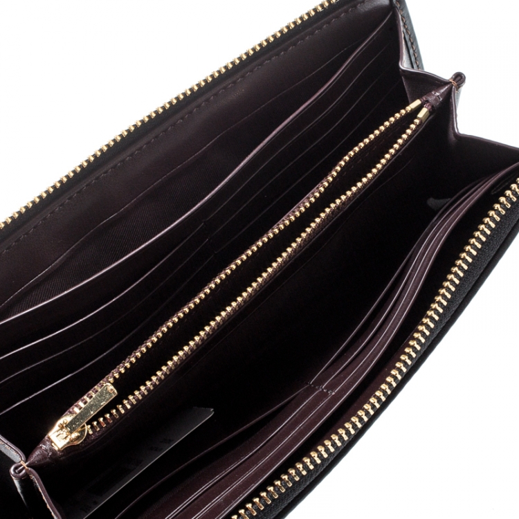 Pre Owned Coach Black Leather L Zip Wallet