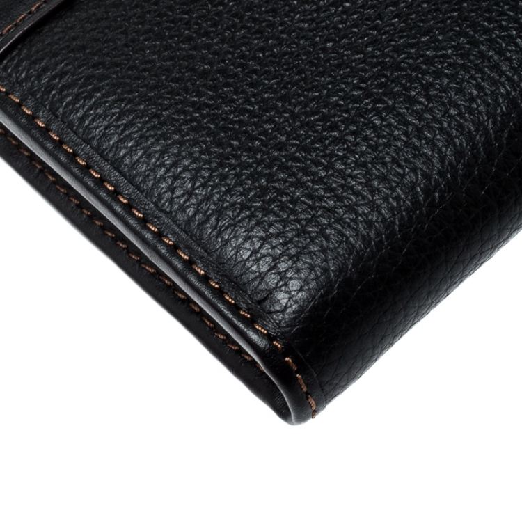 Pre Owned Coach Black Leather L Zip Wallet