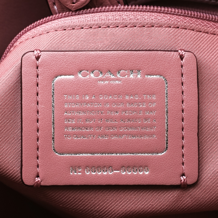 Pre Owned Coach Nude Pink Flower Embellished Leather Mercer 30 Satchel