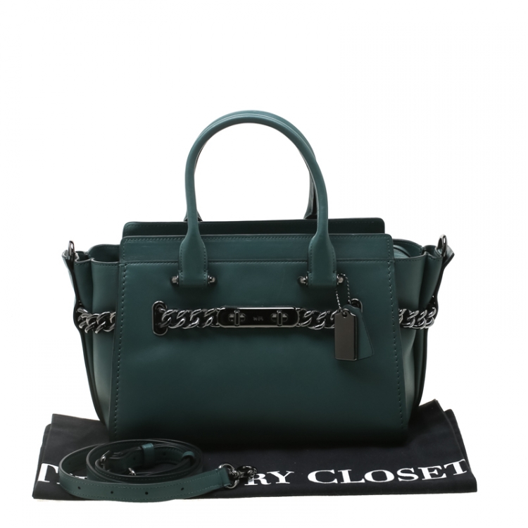 Pre Owned Coach Deep Green Leather Swagger 27 Satchel