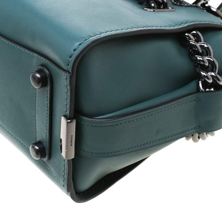 Pre Owned Coach Deep Green Leather Swagger 27 Satchel