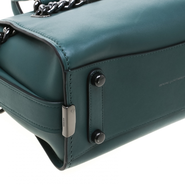 Pre Owned Coach Deep Green Leather Swagger 27 Satchel