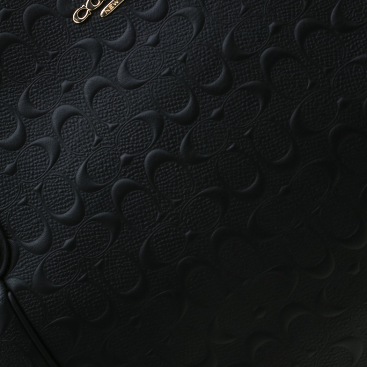 Pre Owned Coach Black Signature Embossed Leather Ava Zip Chain Tote