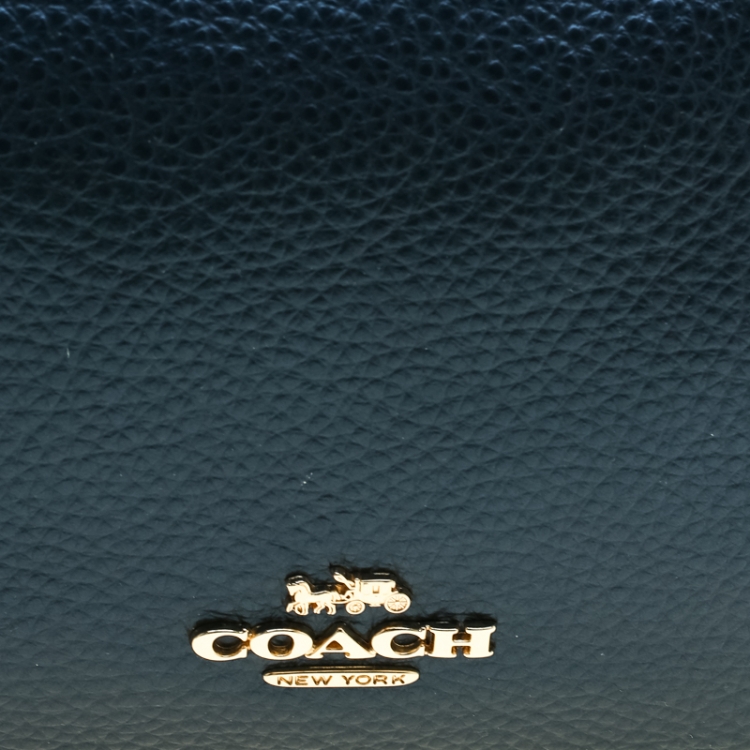 Pre Owned Coach Blue Metallic Leather Carrie Crossbody Bag