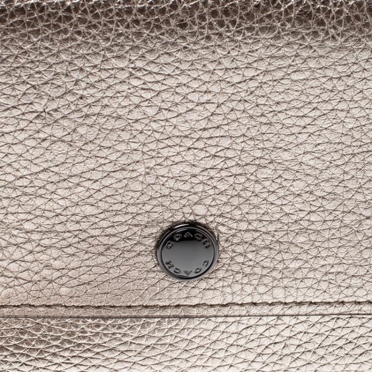 Pre Owned Coach Metallic Tri Color Leather Small Triple Wristlet Clutch
