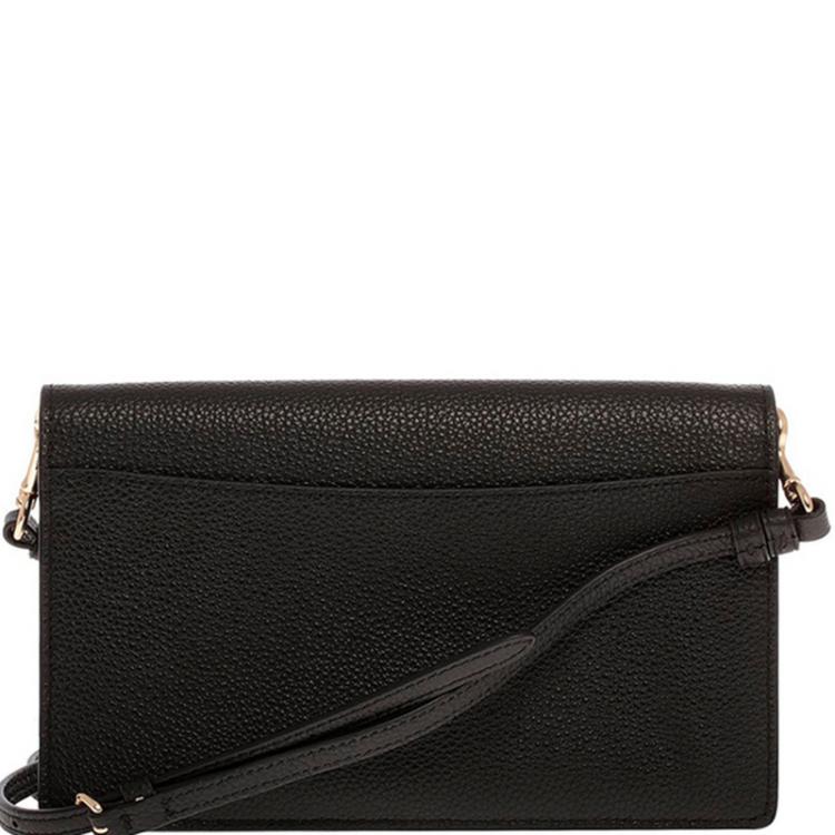 Pre Owned Coach Black Pebbled Leather Hayden Foldover Clutch Bag