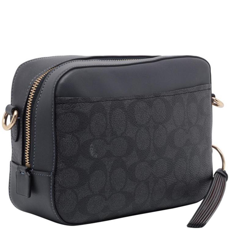 Pre Owned Coach Black Signature PVC and Leather Camera Bag