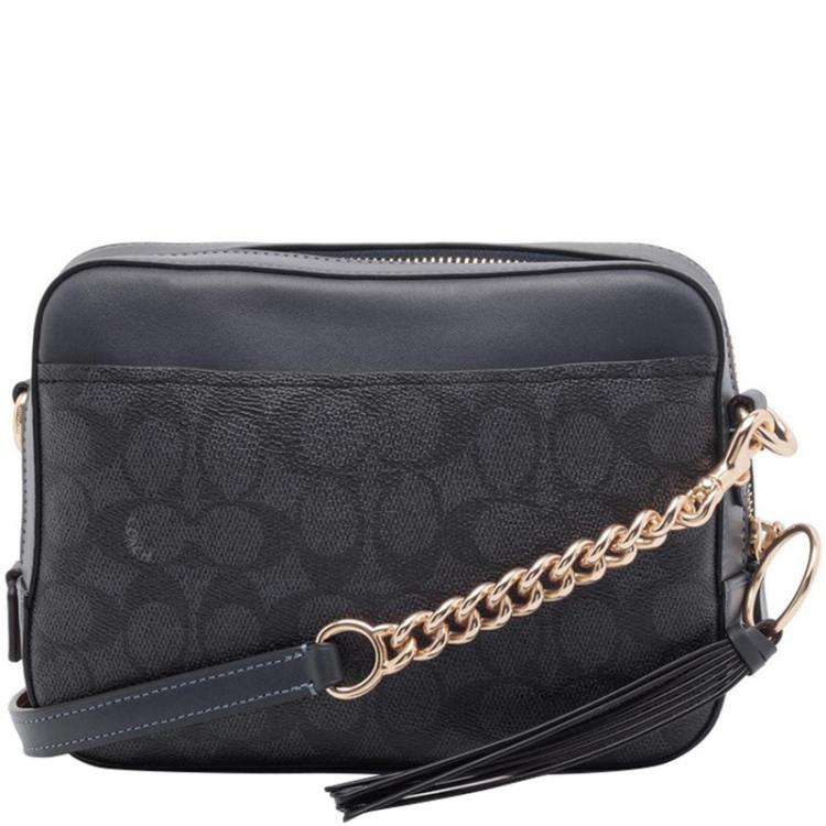 Pre Owned Coach Black Signature PVC and Leather Camera Bag