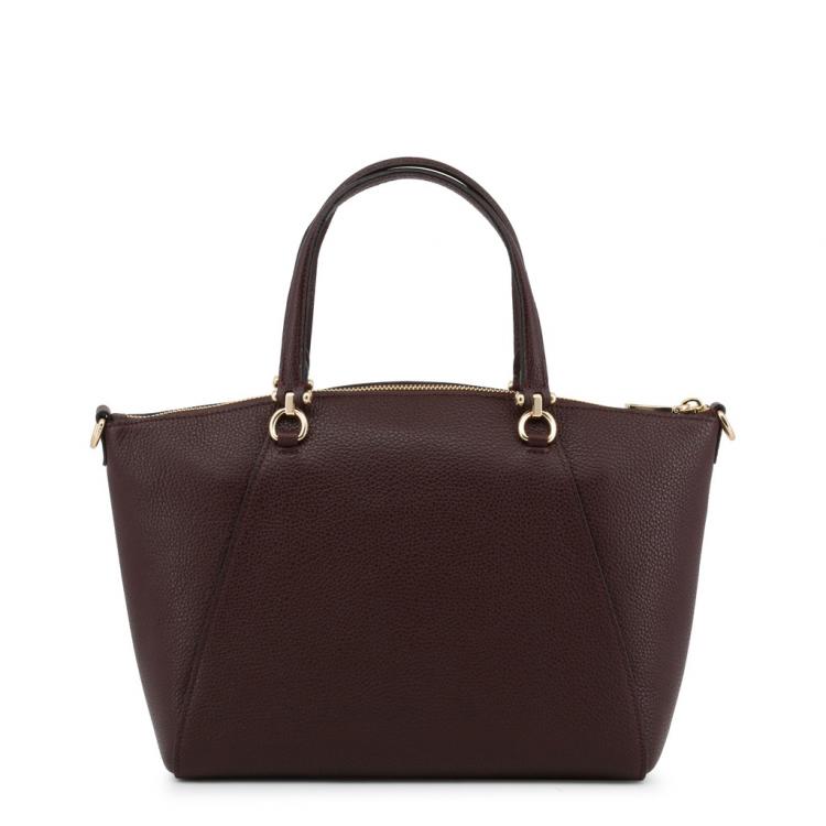 Pre Owned Coach Oxblood Polished Pebble Leather Prairie Satchel Bag
