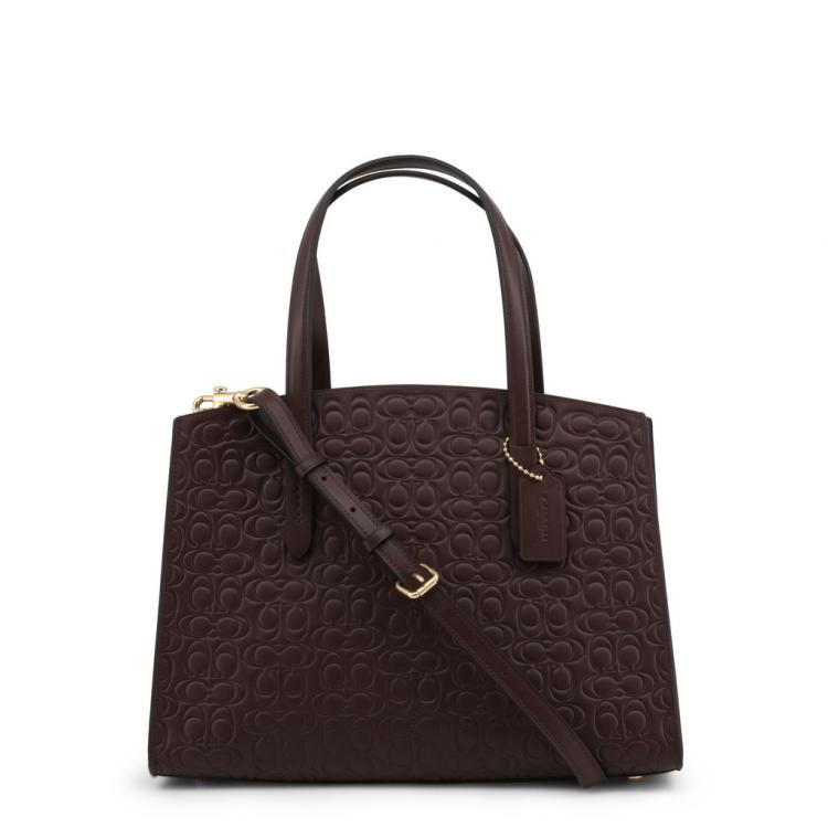 Pre Owned Coach Oxblood Signature Leather Charlie Carryall Bag