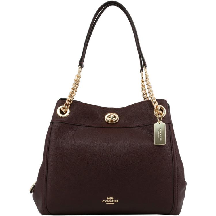 coach oxblood leather grab bag