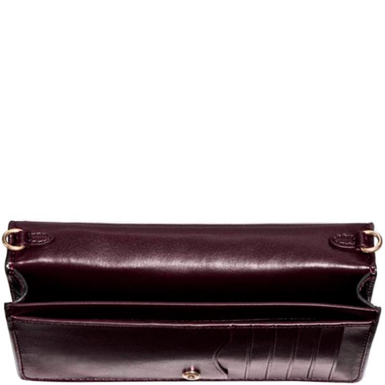 Pre Owned Coach Purple Croc Embossed Leather Slim Phone Crossbody Bag