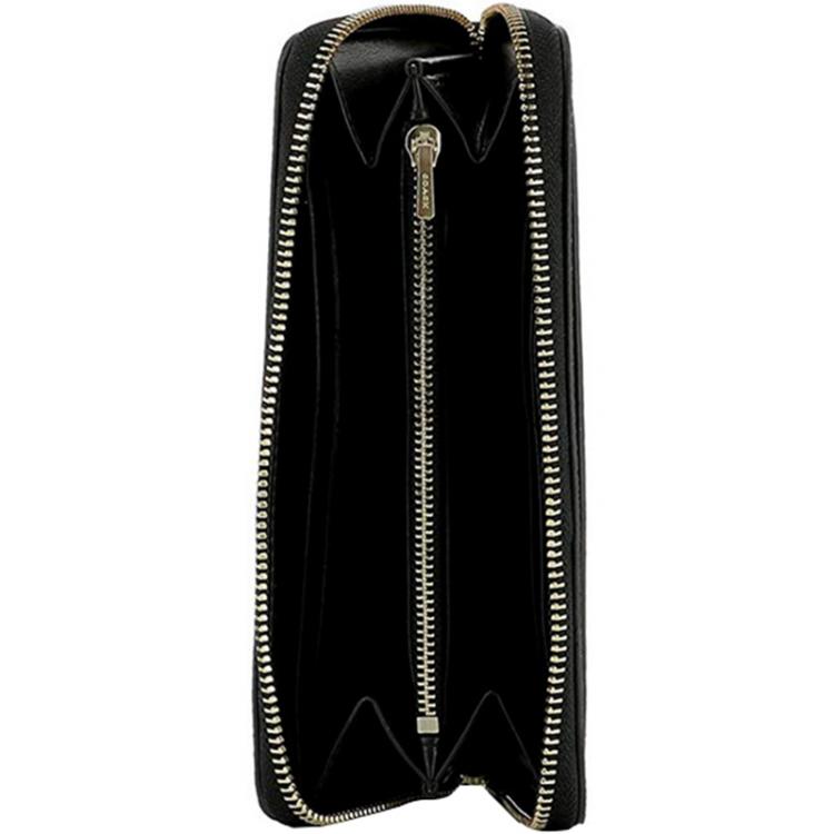 Pre Owned Coach Black Leather Accordion Zip Around Wallet