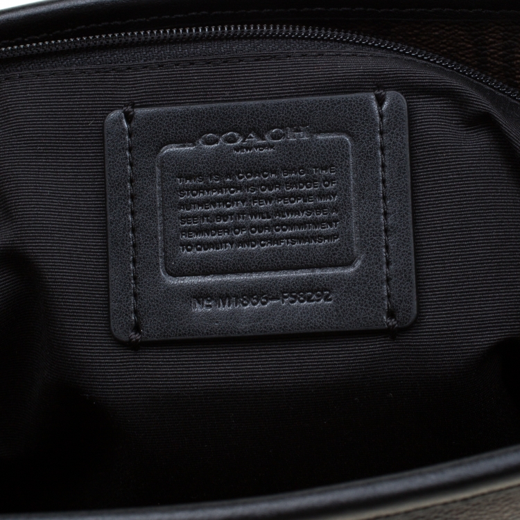 Pre Owned Coach Brown/Black Signature Coated Canvas City Zip Tote