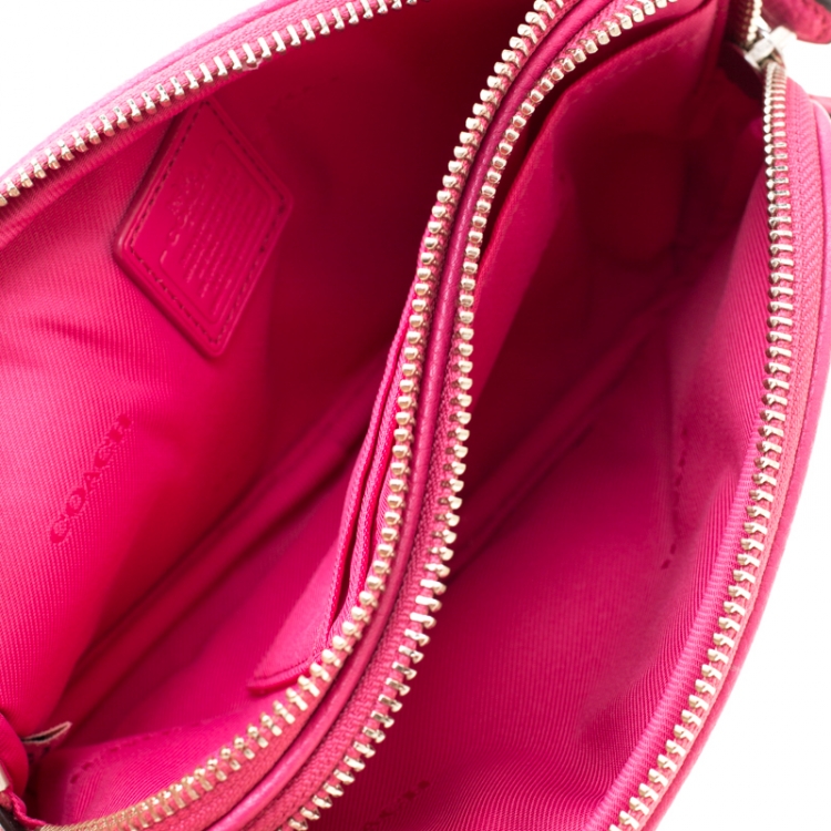 Pre Owned Coach Pink Leather Crossbody Bag
