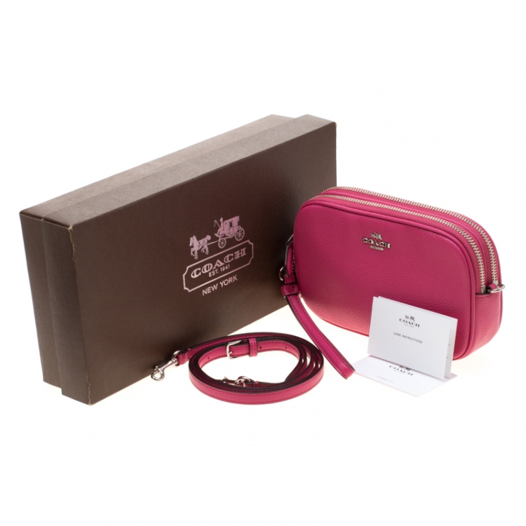Pre Owned Coach Pink Leather Crossbody Bag