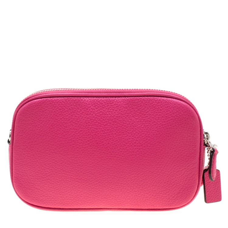 Pre Owned Coach Pink Leather Crossbody Bag