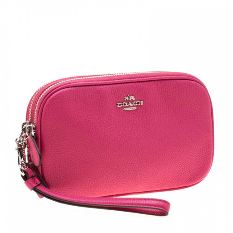 Pre Owned Coach Pink Leather Crossbody Bag