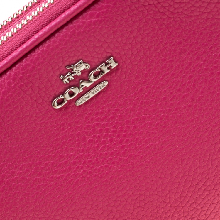 Pre Owned Coach Pink Leather Crossbody Bag