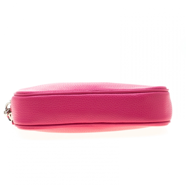 Pre Owned Coach Pink Leather Crossbody Bag