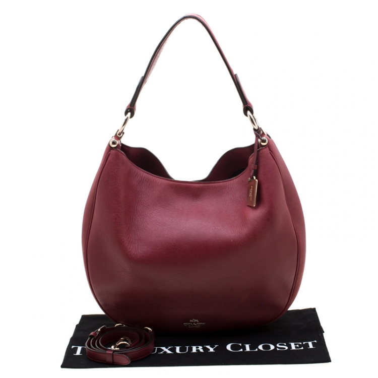 Pre Owned Coach Burgundy Leather Nomad Hobo