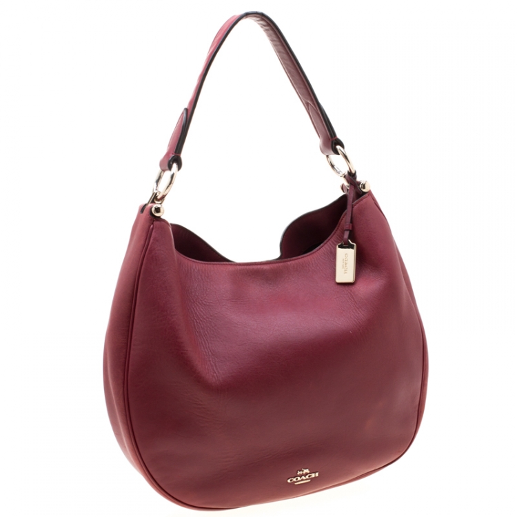 Pre Owned Coach Burgundy Leather Nomad Hobo