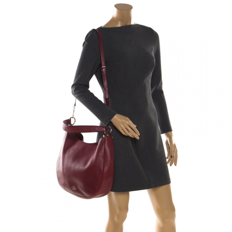 Pre Owned Coach Burgundy Leather Nomad Hobo