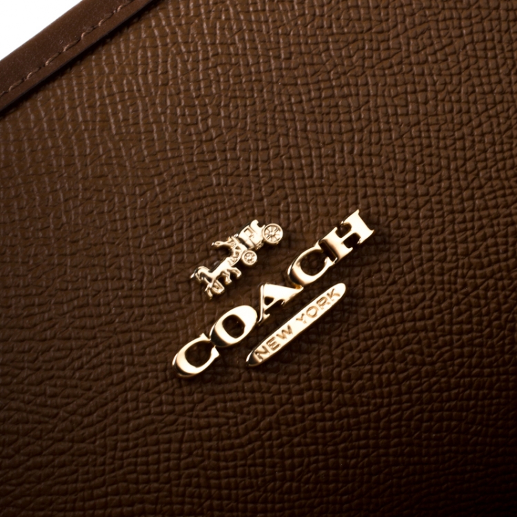 Pre Owned Coach Brown Signature Coated Canvas and Leather Reversible City Tote