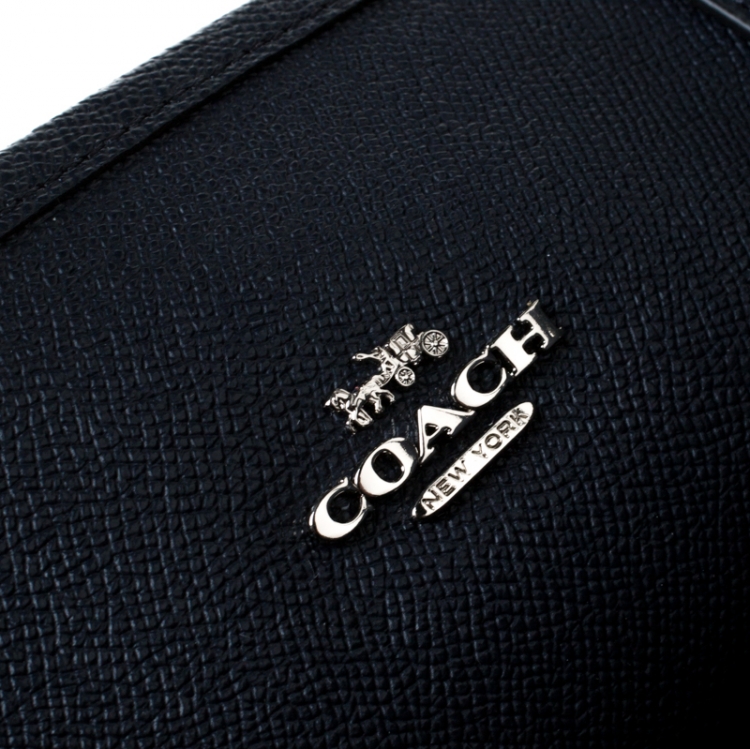 Pre Owned Coach Midnight Blue Signature Coated Canvas Reversible City Tote