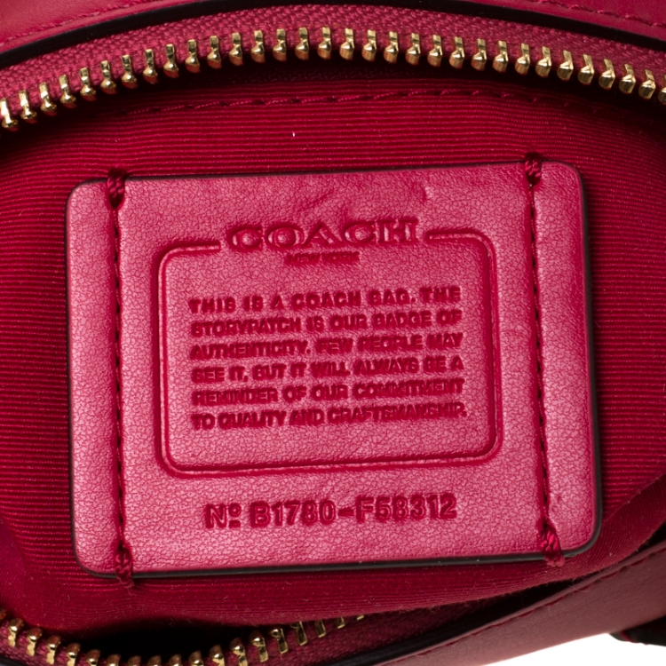 Pre Owned Coach Beige/Hot Pink Signature Coated Canvas and Leather Mini Bennett Satchel