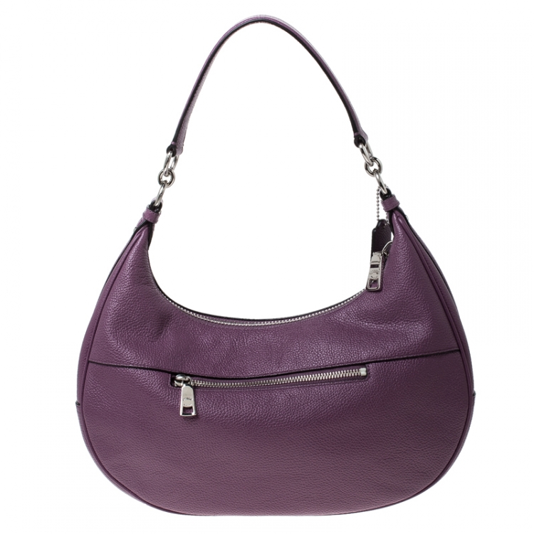 Pre Owned Coach Purple Leather Harley Oxblood Hobo
