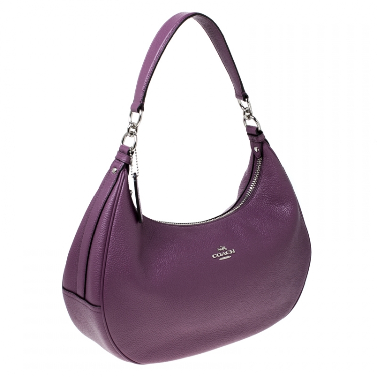 Pre Owned Coach Purple Leather Harley Oxblood Hobo