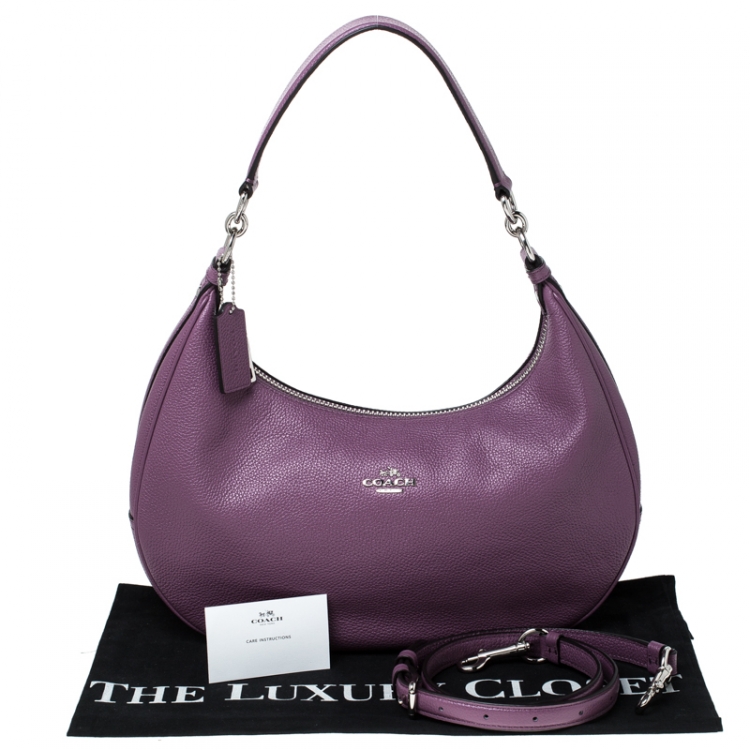 Pre Owned Coach Purple Leather Harley Oxblood Hobo