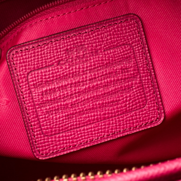 Pre Owned Coach Neon Pink Leather Prince Street Satchel