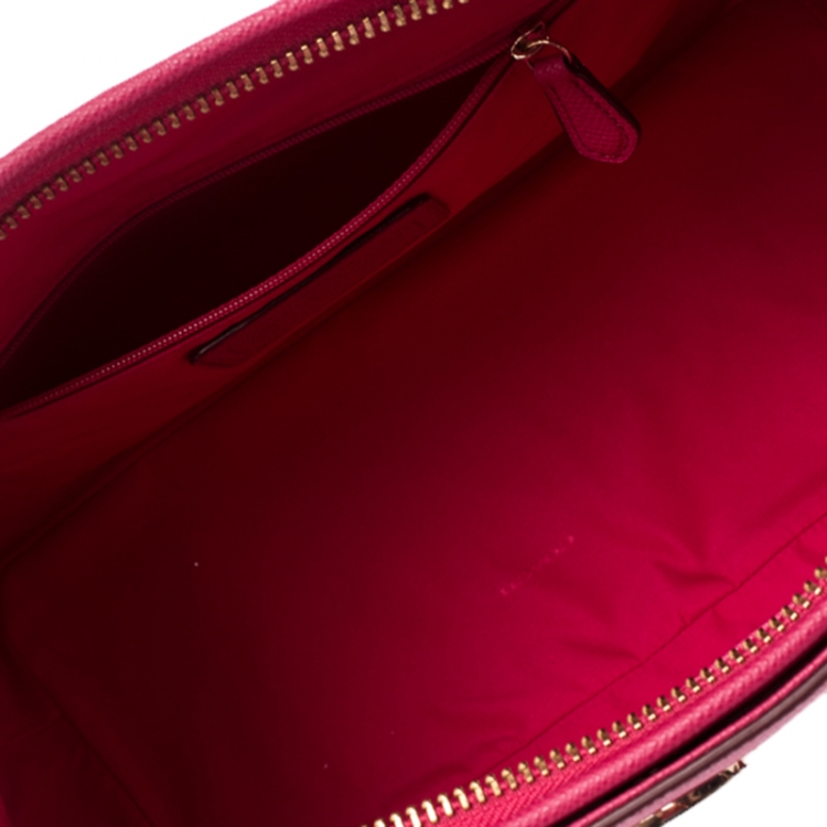 Pre Owned Coach Neon Pink Leather Prince Street Satchel