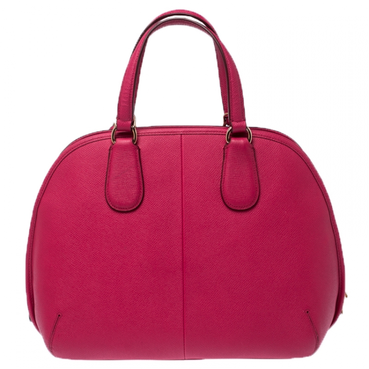 Pre Owned Coach Neon Pink Leather Prince Street Satchel