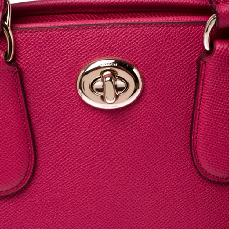 Pre Owned Coach Neon Pink Leather Prince Street Satchel