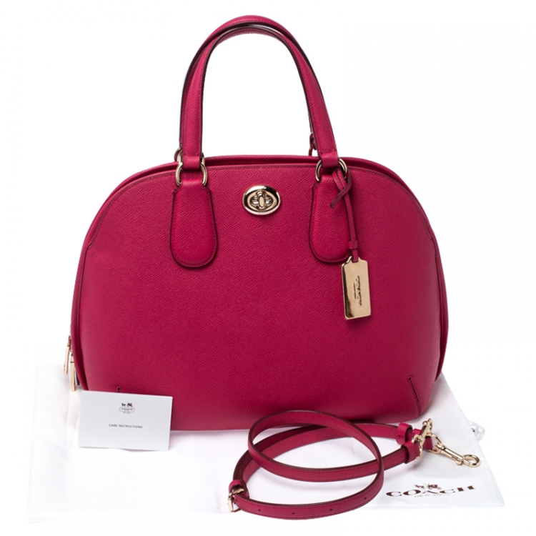 Pre Owned Coach Neon Pink Leather Prince Street Satchel