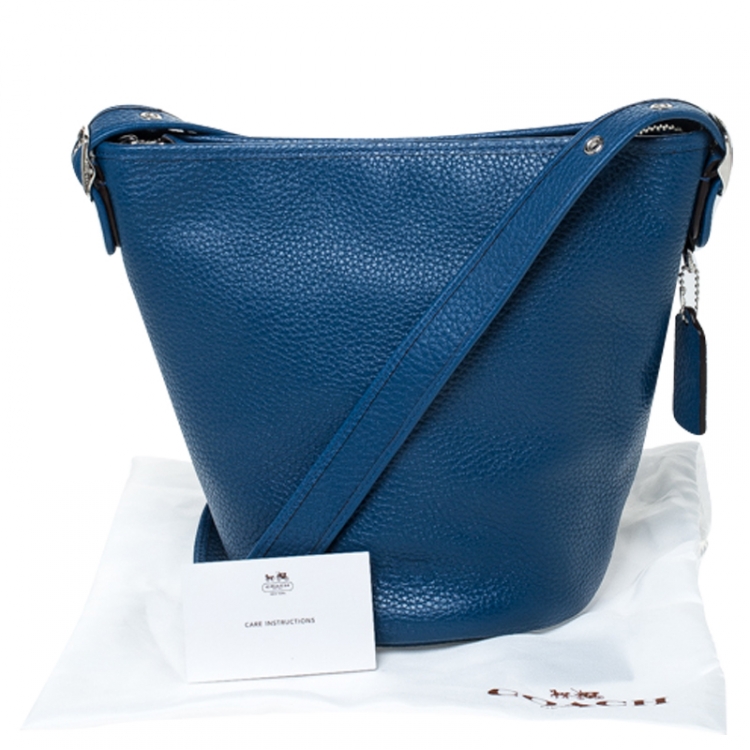 Pre Owned Coach Blue Pebble Leather Abby Crossbody Bag
