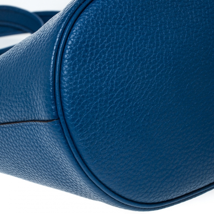 Pre Owned Coach Blue Pebble Leather Abby Crossbody Bag