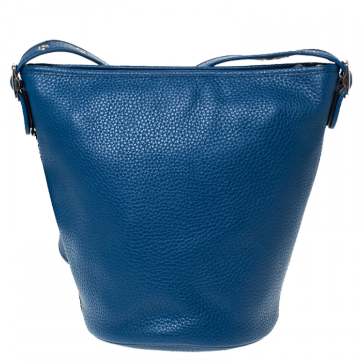 Pre Owned Coach Blue Pebble Leather Abby Crossbody Bag