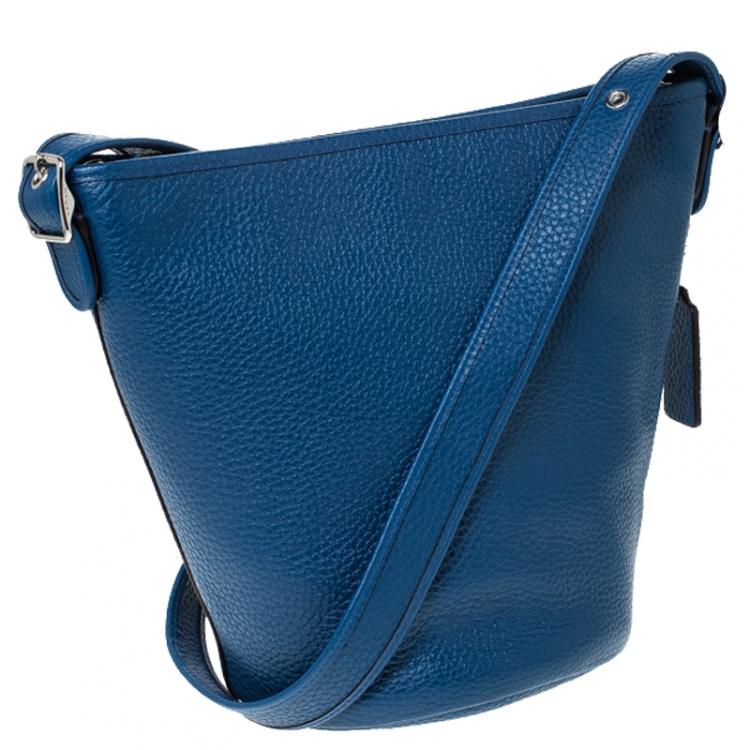 Pre Owned Coach Blue Pebble Leather Abby Crossbody Bag