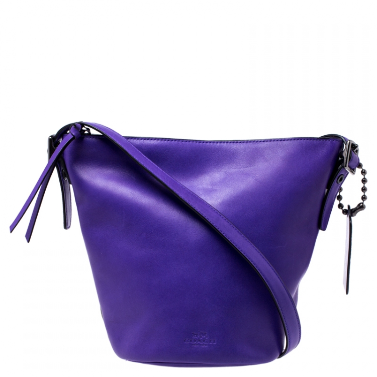 COACH Garnet F13914 Purple Leather Pleated Belted Shoulder Bag Turn Lock  Purse | eBay