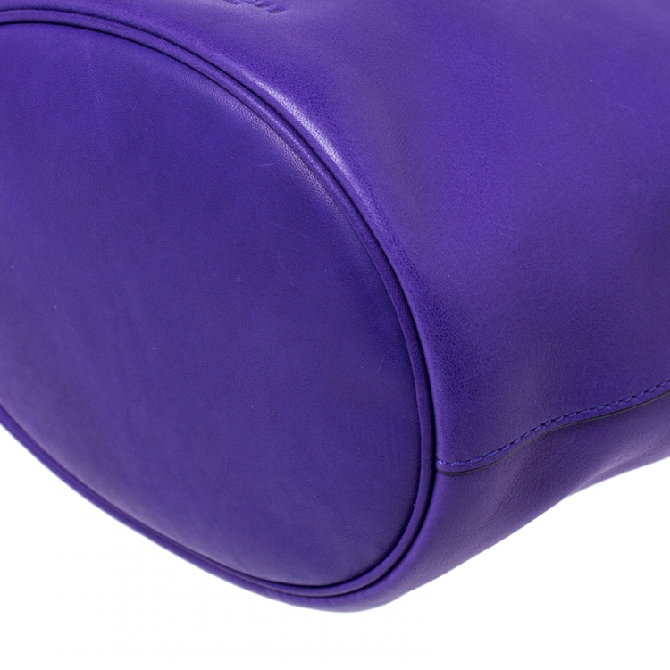 Pre Owned Coach Purple Leather Crossbody Bag