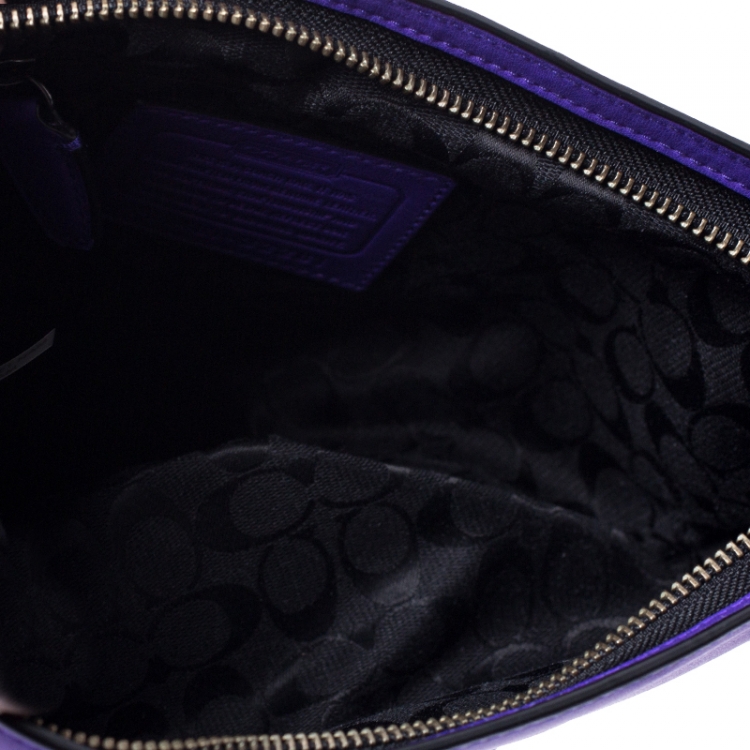 Pre Owned Coach Purple Leather Crossbody Bag